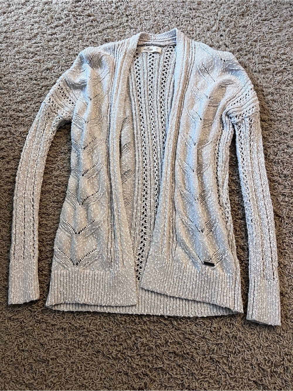 New Women’s Hollister Cream Beige Oatmeal Color Knit Cardigan Size XS
